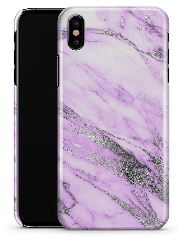 Purple Marble & Digital Silver Foil V10 - iPhone X Clipit Case