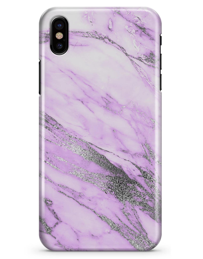 Purple Marble & Digital Silver Foil V10 - iPhone X Clipit Case