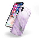 Purple Marble & Digital Silver Foil V10 - iPhone X Swappable Hybrid Case