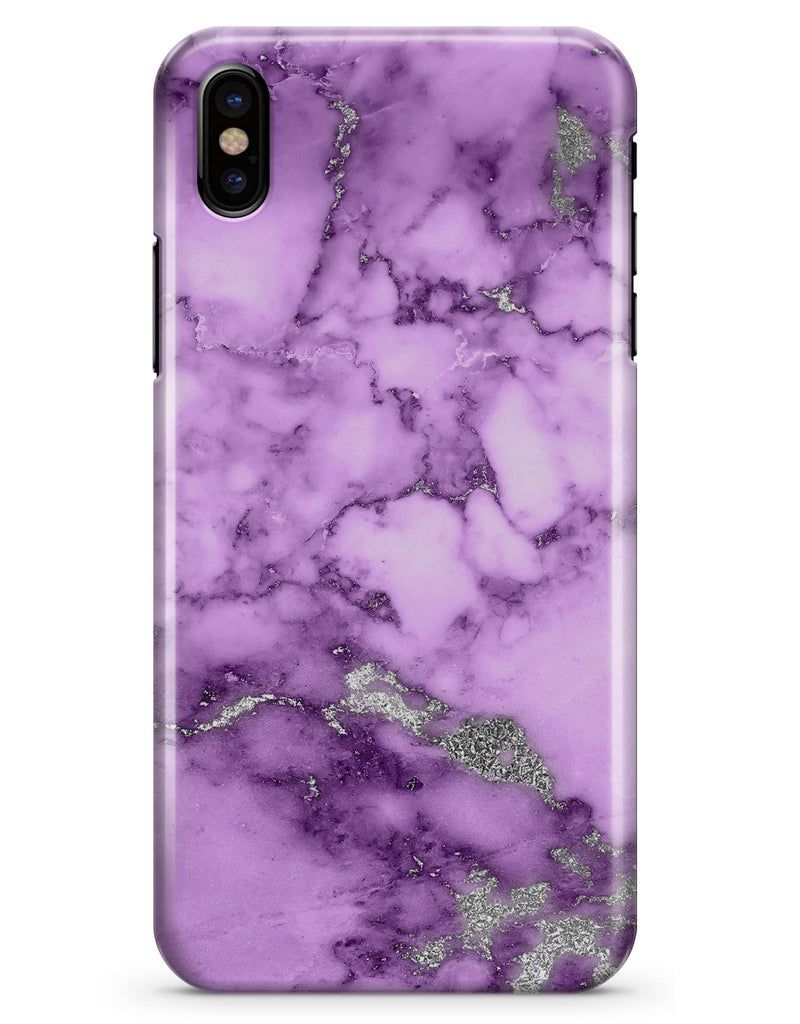 Purple Marble & Digital Silver Foil V1 - iPhone X Clipit Case