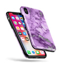 Purple Marble & Digital Silver Foil V1 - iPhone X Swappable Hybrid Case