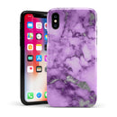 Purple Marble & Digital Silver Foil V1 - iPhone X Swappable Hybrid Case