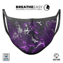 Purple Marble & Digital Silver Foil V2 - Made in USA Mouth Cover Unisex Anti-Dust Cotton Blend Reusable & Washable Face Mask with Adjustable Sizing for Adult or Child