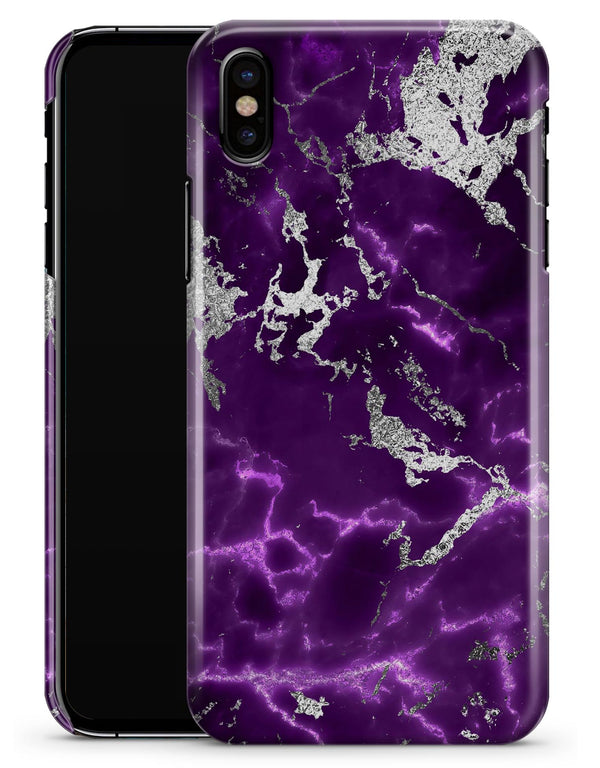 Purple Marble & Digital Silver Foil V2 - iPhone X Clipit Case
