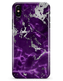 Purple Marble & Digital Silver Foil V2 - iPhone X Clipit Case