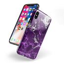 Purple Marble & Digital Silver Foil V2 - iPhone X Swappable Hybrid Case