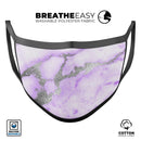 Purple Marble & Digital Silver Foil V3 - Made in USA Mouth Cover Unisex Anti-Dust Cotton Blend Reusable & Washable Face Mask with Adjustable Sizing for Adult or Child