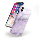 Purple Marble & Digital Silver Foil V3 - iPhone X Swappable Hybrid Case