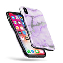 Purple Marble & Digital Silver Foil V3 - iPhone X Swappable Hybrid Case