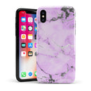 Purple Marble & Digital Silver Foil V4 - iPhone X Swappable Hybrid Case