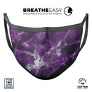 Purple Marble & Digital Silver Foil V5 - Made in USA Mouth Cover Unisex Anti-Dust Cotton Blend Reusable & Washable Face Mask with Adjustable Sizing for Adult or Child