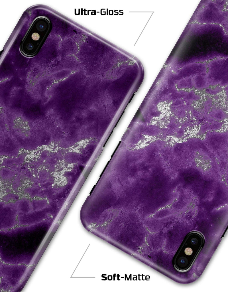 Purple Marble & Digital Silver Foil V5 - iPhone X Clipit Case