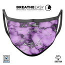 Purple Marble & Digital Silver Foil V6 - Made in USA Mouth Cover Unisex Anti-Dust Cotton Blend Reusable & Washable Face Mask with Adjustable Sizing for Adult or Child