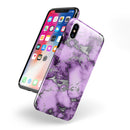Purple Marble & Digital Silver Foil V6 - iPhone X Swappable Hybrid Case