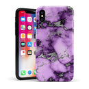 Purple Marble & Digital Silver Foil V6 - iPhone X Swappable Hybrid Case