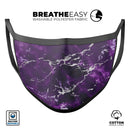 Purple Marble & Digital Silver Foil V7 - Made in USA Mouth Cover Unisex Anti-Dust Cotton Blend Reusable & Washable Face Mask with Adjustable Sizing for Adult or Child