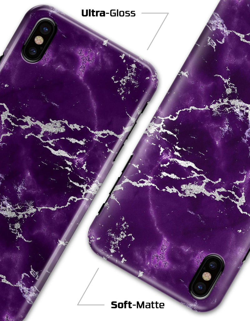 Purple Marble & Digital Silver Foil V7 - iPhone X Clipit Case