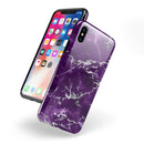 Purple Marble & Digital Silver Foil V7 - iPhone X Swappable Hybrid Case