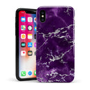 Purple Marble & Digital Silver Foil V7 - iPhone X Swappable Hybrid Case
