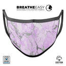 Purple Marble & Digital Silver Foil V8 - Made in USA Mouth Cover Unisex Anti-Dust Cotton Blend Reusable & Washable Face Mask with Adjustable Sizing for Adult or Child
