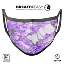 Purple Marble & Digital Silver Foil V9 - Made in USA Mouth Cover Unisex Anti-Dust Cotton Blend Reusable & Washable Face Mask with Adjustable Sizing for Adult or Child