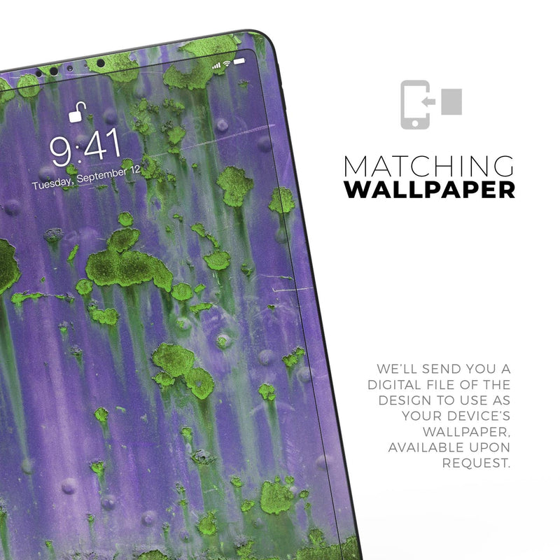 Purple Metal with Lime Green Rust - Full Body Skin Decal for the Apple iPad Pro 12.9", 11", 10.5", 9.7", Air or Mini (All Models Available)