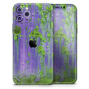 Purple Metal with Lime Green Rust - Protective Skin Wrap & Decal – Compatible with iPhone SE to iPhone 17 Pro Max (All Models)