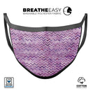 Purple Multi Watercolor Chevron - Made in USA Mouth Cover Unisex Anti-Dust Cotton Blend Reusable & Washable Face Mask with Adjustable Sizing for Adult or Child