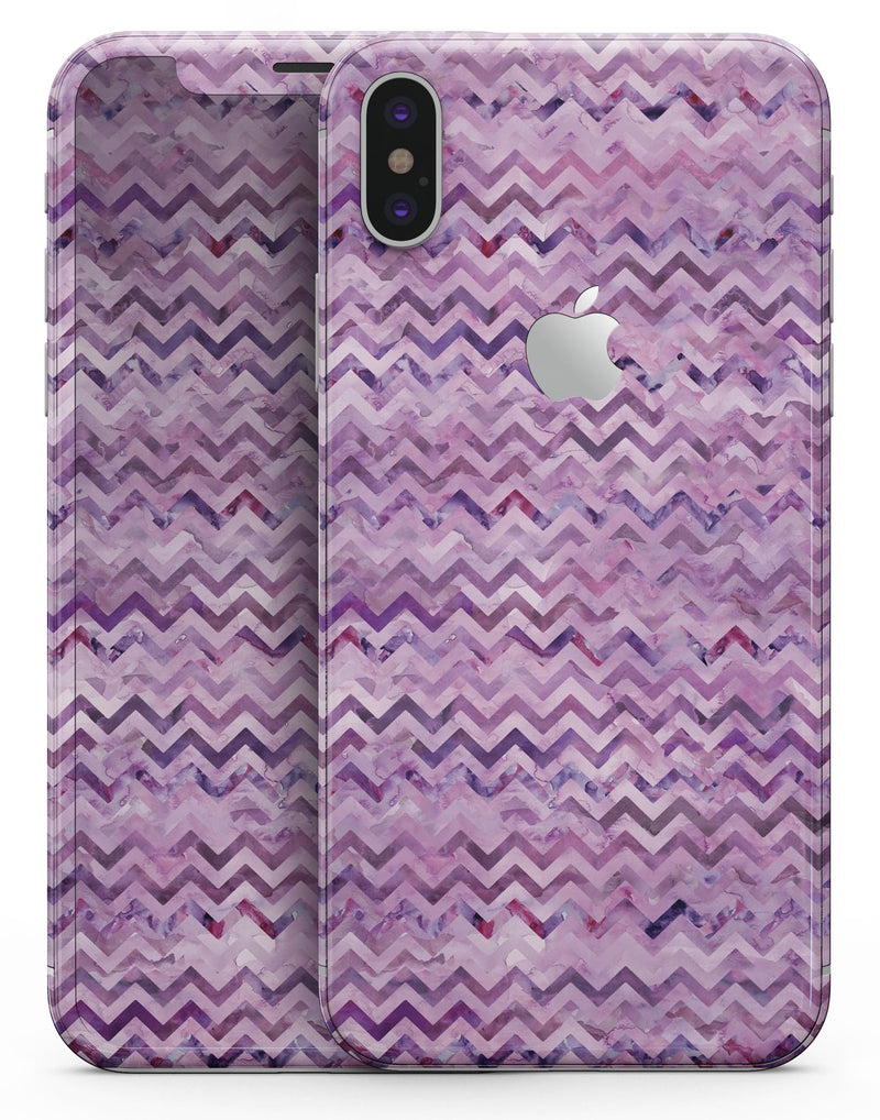 Purple Multi Watercolor Chevron - iPhone X Skin-Kit