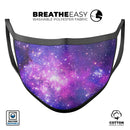 Purple & Pink Space - Made in USA Mouth Cover Unisex Anti-Dust Cotton Blend Reusable & Washable Face Mask with Adjustable Sizing for Adult or Child