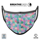 Purple Pink and Green Watercolor Hexagon Pattern - Made in USA Mouth Cover Unisex Anti-Dust Cotton Blend Reusable & Washable Face Mask with Adjustable Sizing for Adult or Child