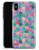 Purple Pink and Green Watercolor Hexagon Pattern - iPhone X Clipit Case