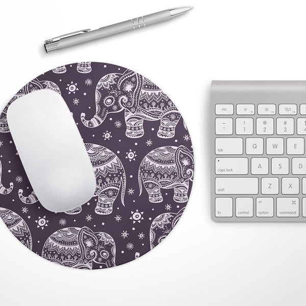 Purple Sacred Elephant Pattern// WaterProof Rubber Foam Backed Anti-Slip Mouse Pad for Home Work Office or Gaming Computer Desk