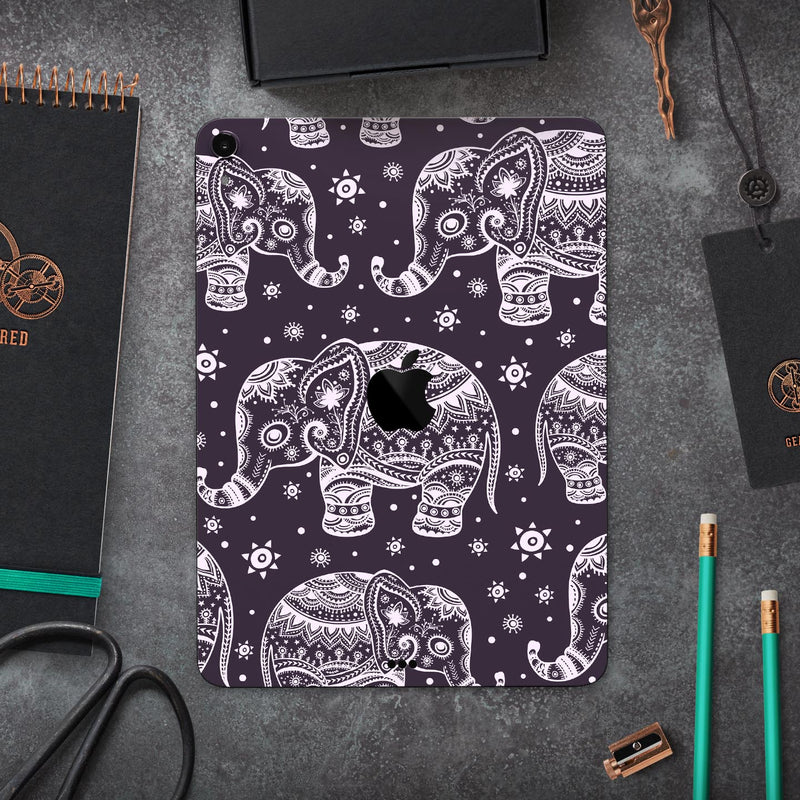 Purple Sacred Elephant Pattern - Full Body Skin Decal for the Apple iPad Pro 12.9", 11", 10.5", 9.7", Air or Mini (All Models Available)