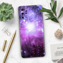 Purple Space Neon Explosion - Premium Vinyl Skin Decal for Samsung Galaxy S25 Ultra, S24, S23, S22 & All Galaxy S Models