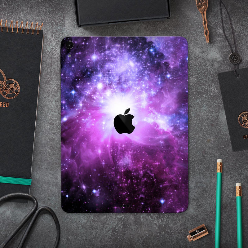 Purple Space Neon Explosion - Full Body Skin Decal for the Apple iPad Pro 12.9", 11", 10.5", 9.7", Air or Mini (All Models Available)