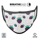 Purple Strawberries All Over Pattern - Made in USA Mouth Cover Unisex Anti-Dust Cotton Blend Reusable & Washable Face Mask with Adjustable Sizing for Adult or Child