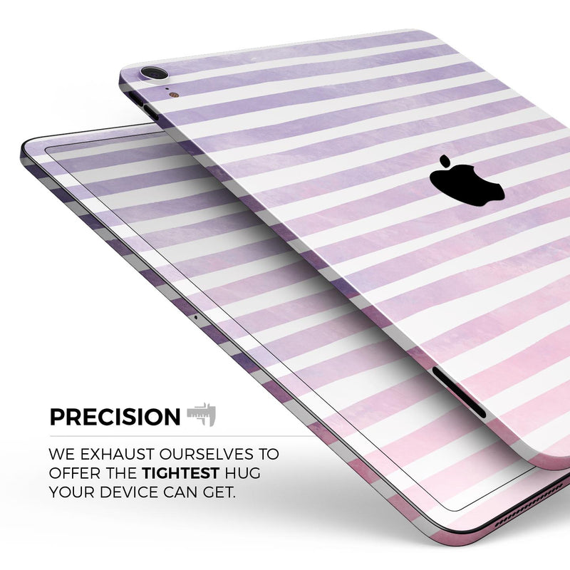 Purple WaterColor Ombre Stripes - Full Body Skin Decal for the Apple iPad Pro 12.9", 11", 10.5", 9.7", Air or Mini (All Models Available)