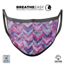 Purple Watercolor Chevron Pattern - Made in USA Mouth Cover Unisex Anti-Dust Cotton Blend Reusable & Washable Face Mask with Adjustable Sizing for Adult or Child