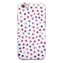 Purple Watercolor Dots over White iPhone 6/6s or 6/6s Plus 2-Piece Hybrid INK-Fuzed Case
