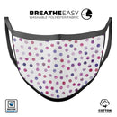 Purple Watercolor Dots over White - Made in USA Mouth Cover Unisex Anti-Dust Cotton Blend Reusable & Washable Face Mask with Adjustable Sizing for Adult or Child