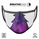 Purple Watercolor Evergreen Tree - Made in USA Mouth Cover Unisex Anti-Dust Cotton Blend Reusable & Washable Face Mask with Adjustable Sizing for Adult or Child