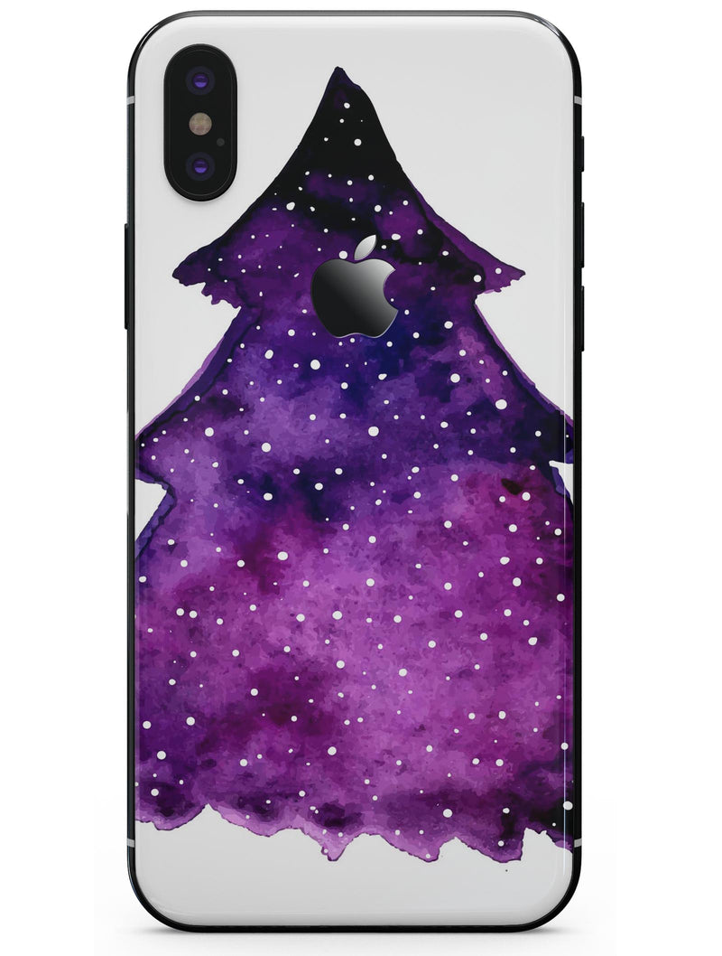 Purple Watercolor Evergreen Tree - iPhone X Skin-Kit