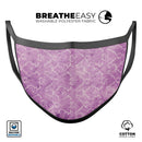 Purple Watercolor Inflated Damask Pattern - Made in USA Mouth Cover Unisex Anti-Dust Cotton Blend Reusable & Washable Face Mask with Adjustable Sizing for Adult or Child