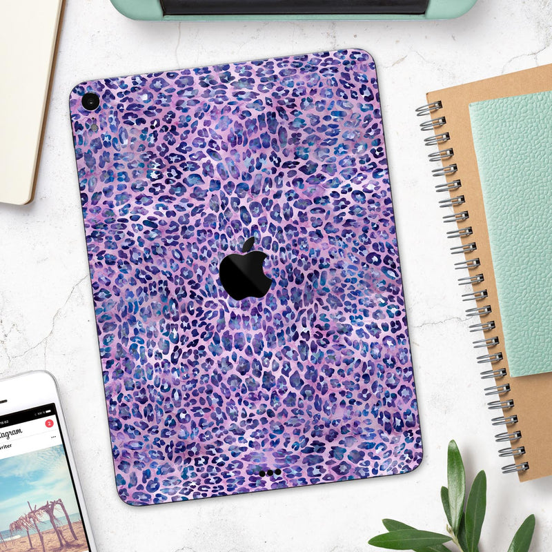 Purple Watercolor Leopard Pattern - Full Body Skin Decal for the Apple iPad Pro 12.9", 11", 10.5", 9.7", Air or Mini (All Models Available)