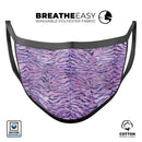 Purple Watercolor Tiger Pattern - Made in USA Mouth Cover Unisex Anti-Dust Cotton Blend Reusable & Washable Face Mask with Adjustable Sizing for Adult or Child