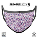 Purple Watercolor Triangle Pattern - Made in USA Mouth Cover Unisex Anti-Dust Cotton Blend Reusable & Washable Face Mask with Adjustable Sizing for Adult or Child