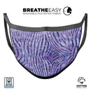 Purple Watercolor Zebra Pattern - Made in USA Mouth Cover Unisex Anti-Dust Cotton Blend Reusable & Washable Face Mask with Adjustable Sizing for Adult or Child