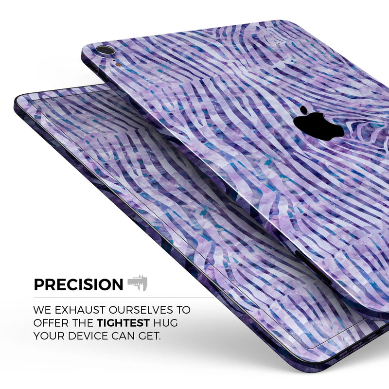 Purple Watercolor Zebra Pattern - Full Body Skin Decal for the Apple iPad Pro 12.9", 11", 10.5", 9.7", Air or Mini (All Models Available)