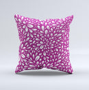 Purple & White Floral Sprout Ink-Fuzed Decorative Throw Pillow